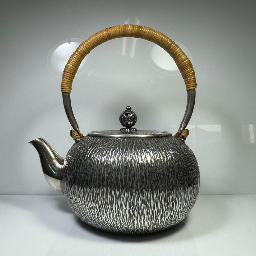 純銀製 宮本造 湯沸 煎茶道具 薬缶 銀瓶 工芸品 古美術品 箱付 純銀保証