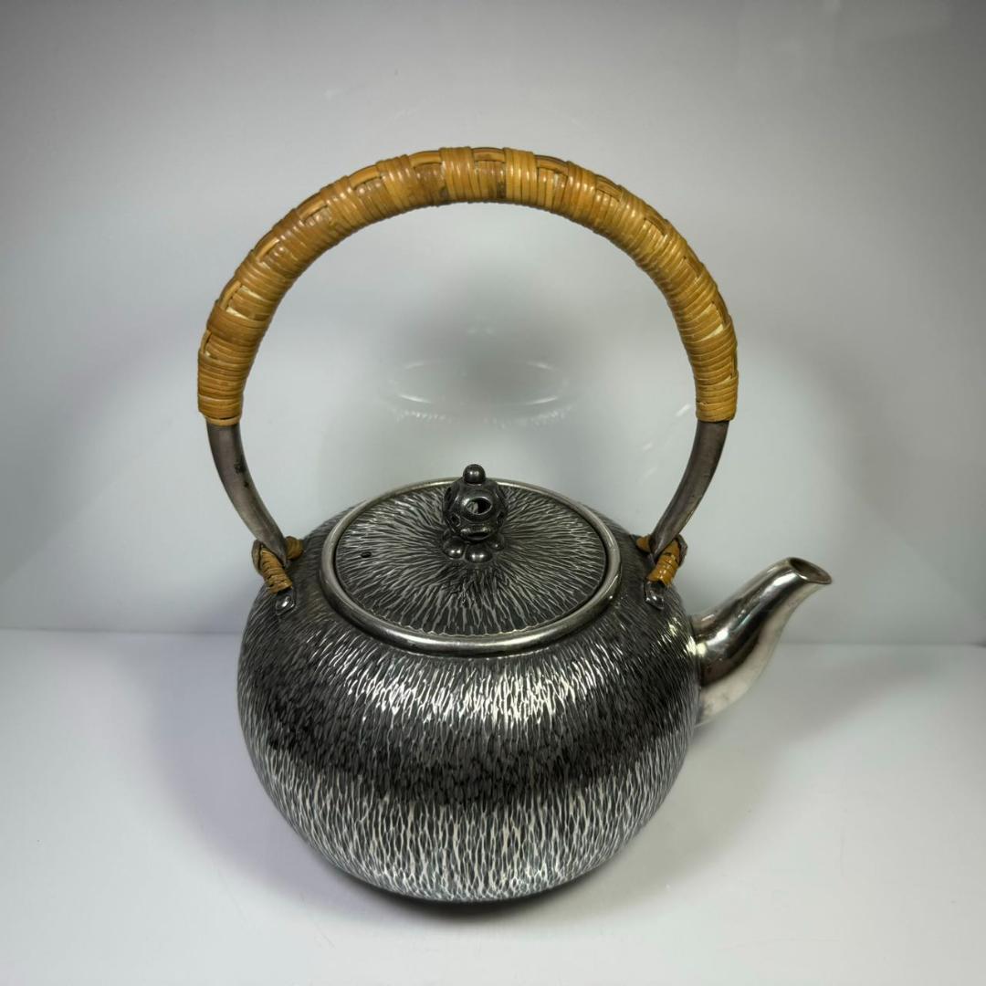 純銀製 宮本造 湯沸 煎茶道具 薬缶 銀瓶 工芸品 古美術品 箱付 純銀保証