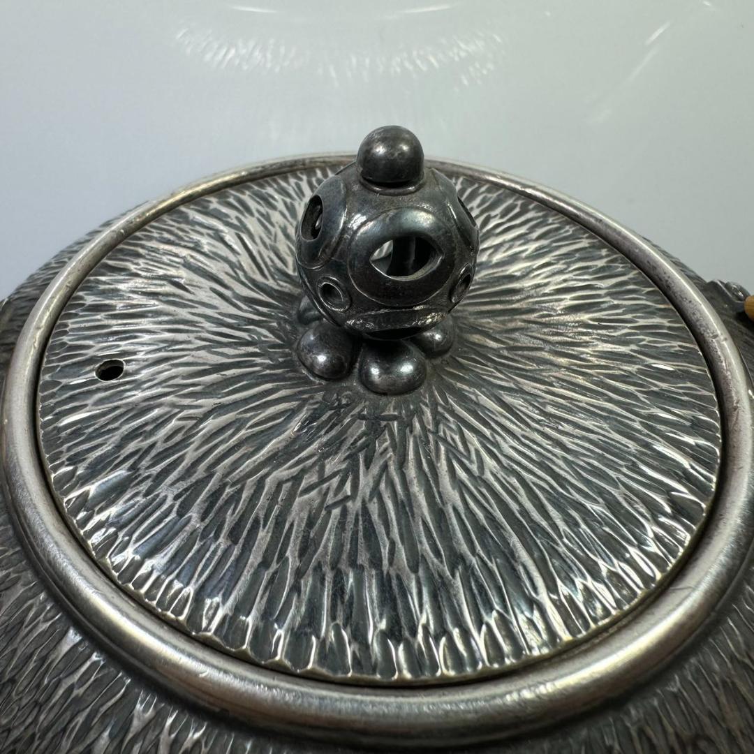 純銀製 宮本造 湯沸 煎茶道具 薬缶 銀瓶 工芸品 古美術品 箱付 純銀保証
