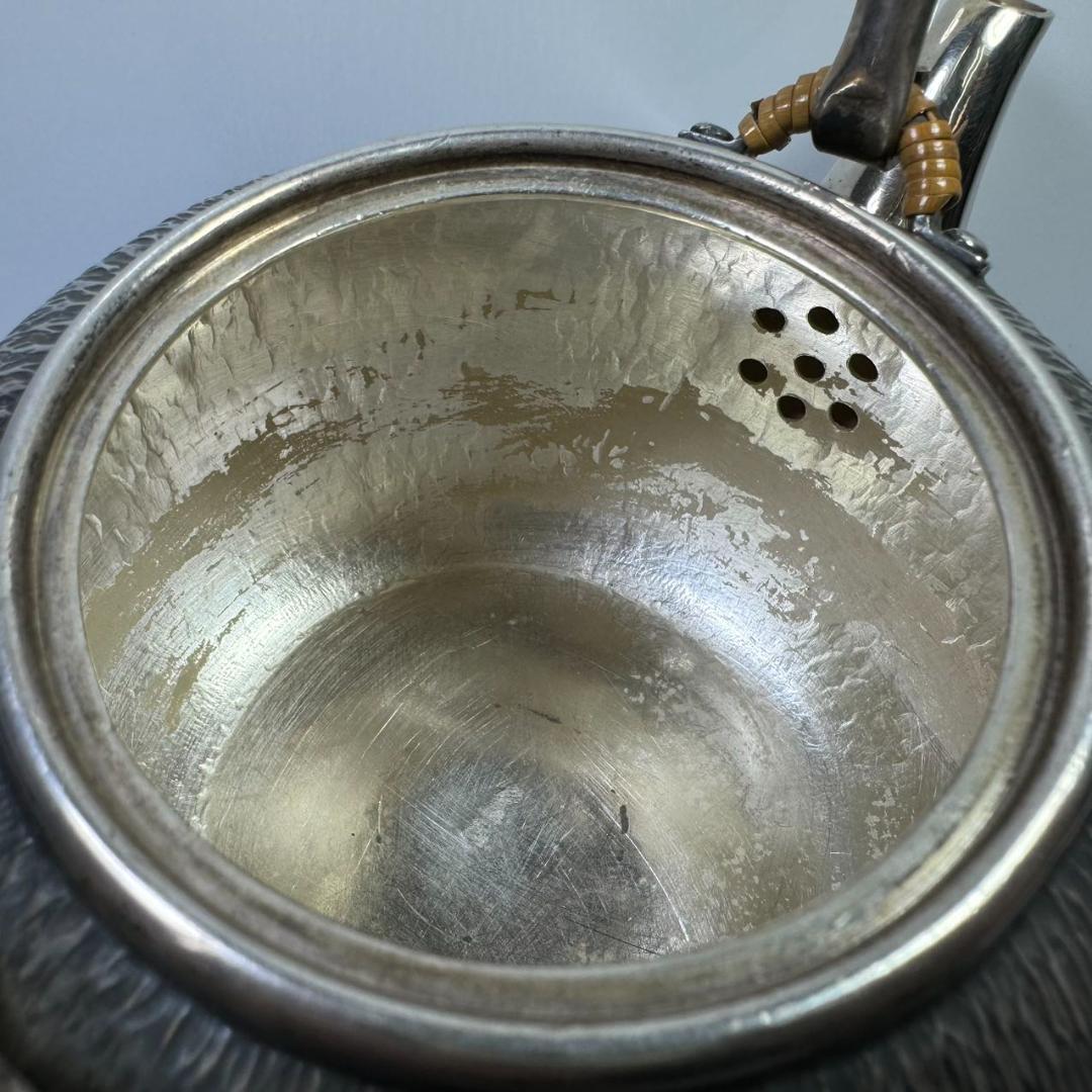 純銀製 宮本造 湯沸 煎茶道具 薬缶 銀瓶 工芸品 古美術品 箱付 純銀保証