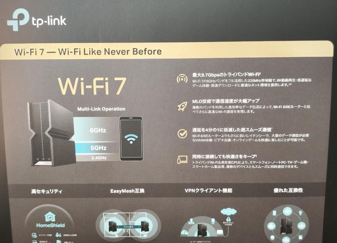 TP-Link BE9700 BE550Pro Ver.2 WiFi-7ルーター