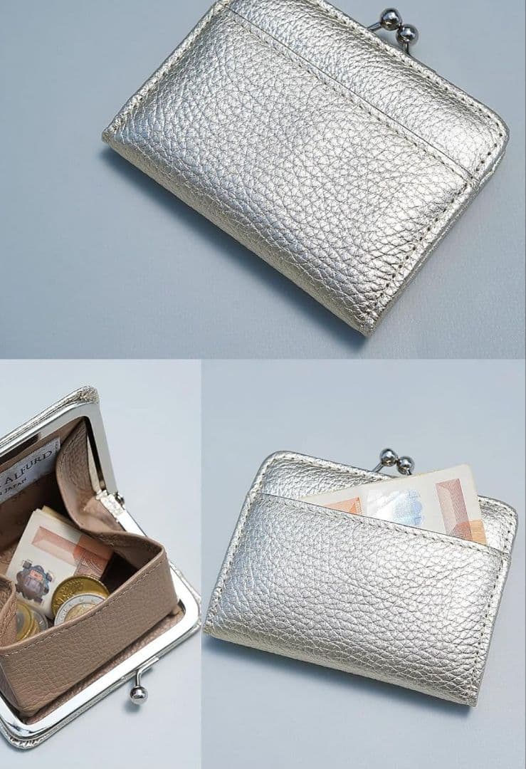 サロンドアルファード　小銭入れ がま口 財布 ケース 本革 スマイル