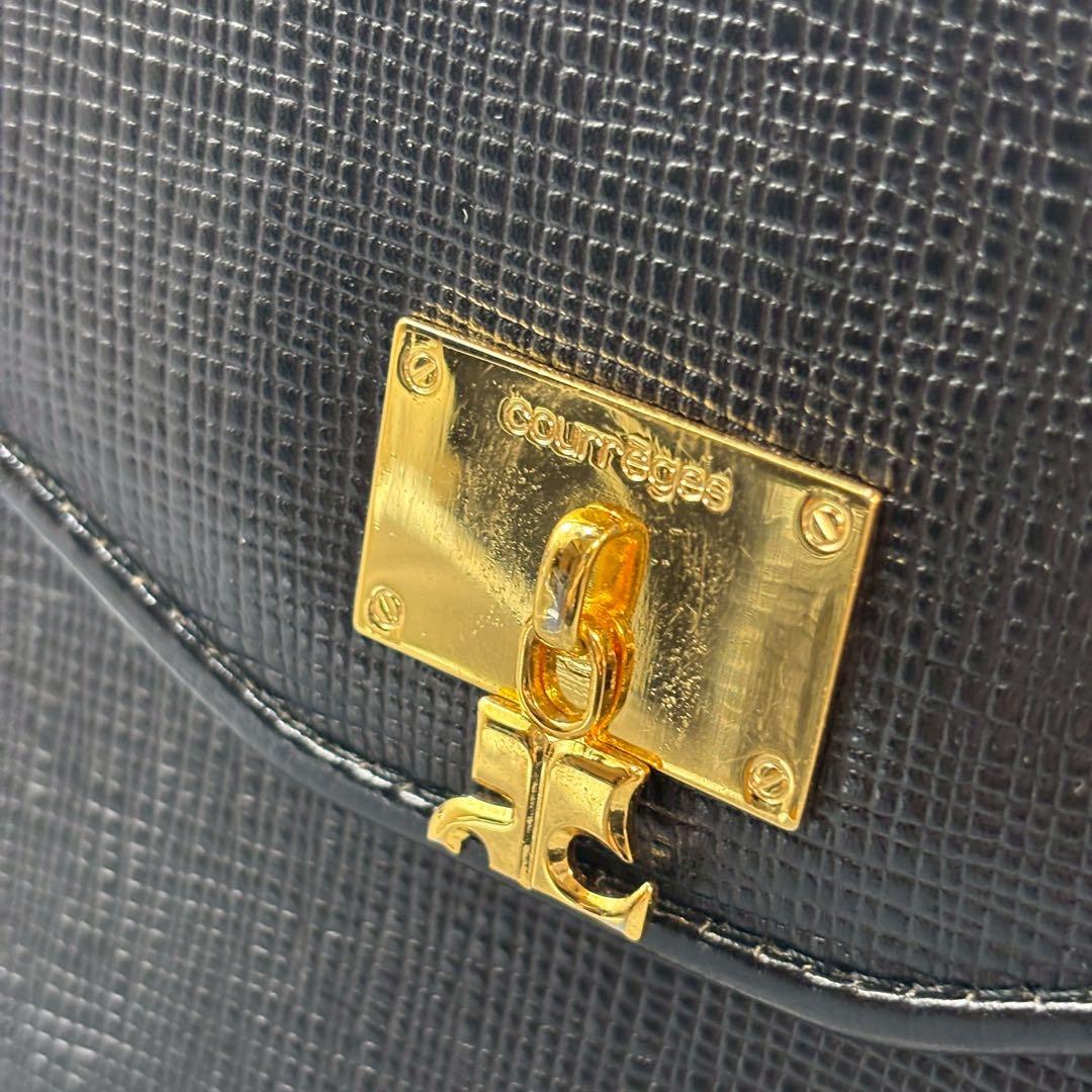 【極美品】クレージュ 2way ハンドバッグ レザー ロゴ金具 ブラック