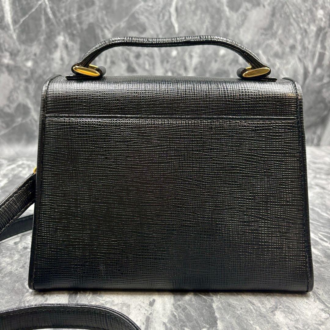 【極美品】クレージュ 2way ハンドバッグ レザー ロゴ金具 ブラック