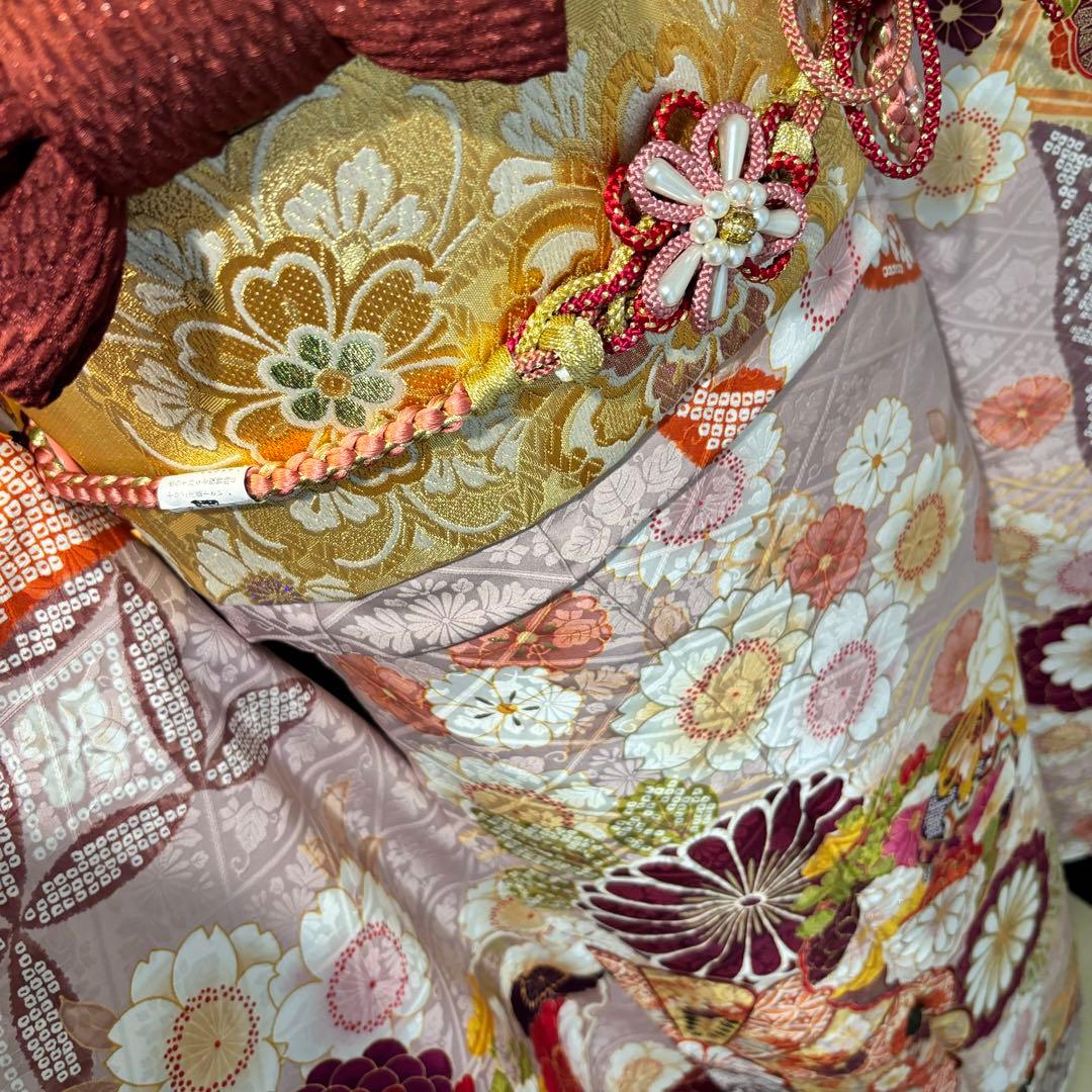 美品　地紋　花模様　金駒刺繍　金彩　逸品　振袖　フルセット 振り袖