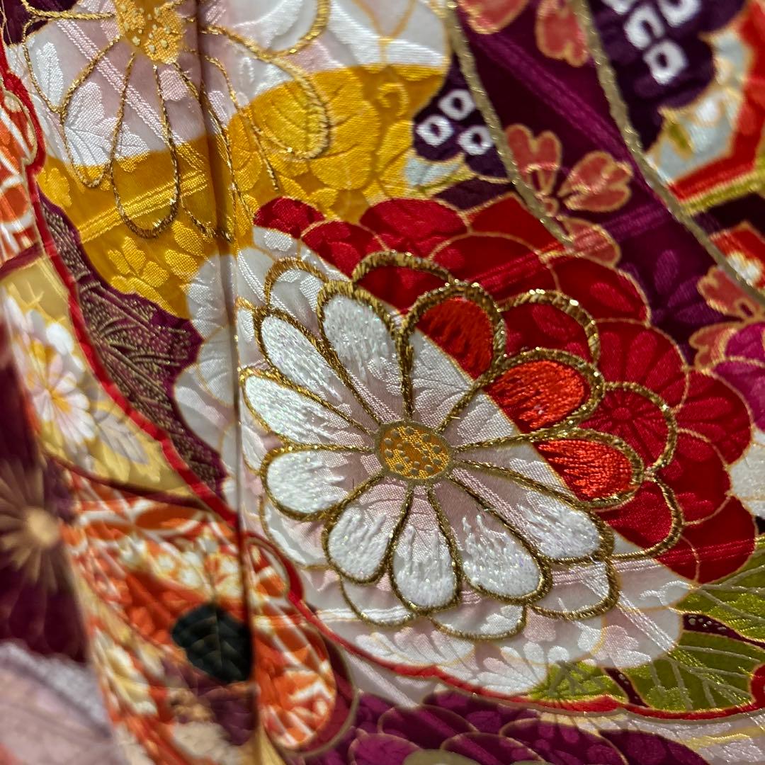 美品　地紋　花模様　金駒刺繍　金彩　逸品　振袖　フルセット 振り袖