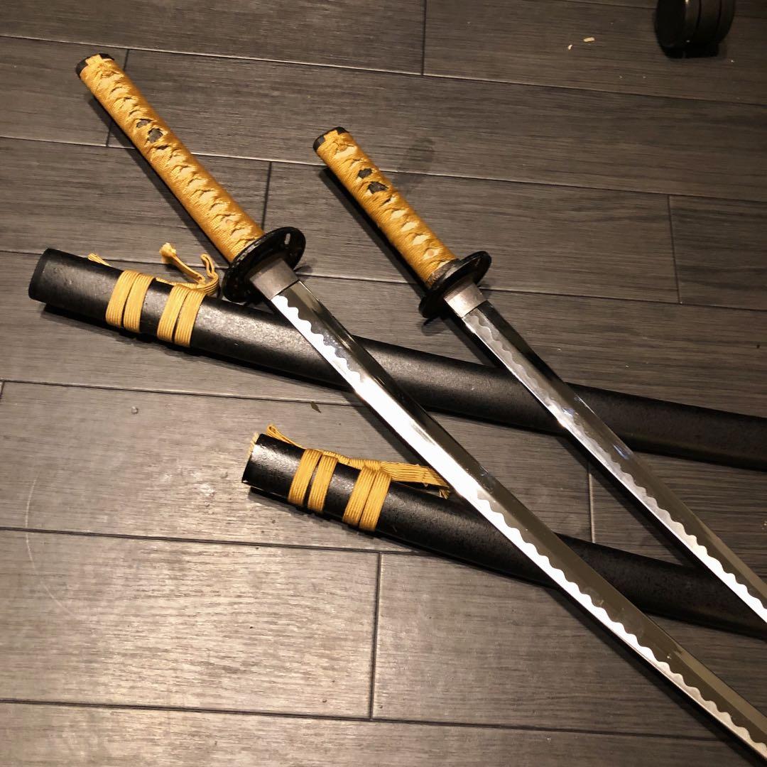 本格模造刀　居合刀　 2本セット　美術刀剣　太刀　脇差　大小セット　茶拵え