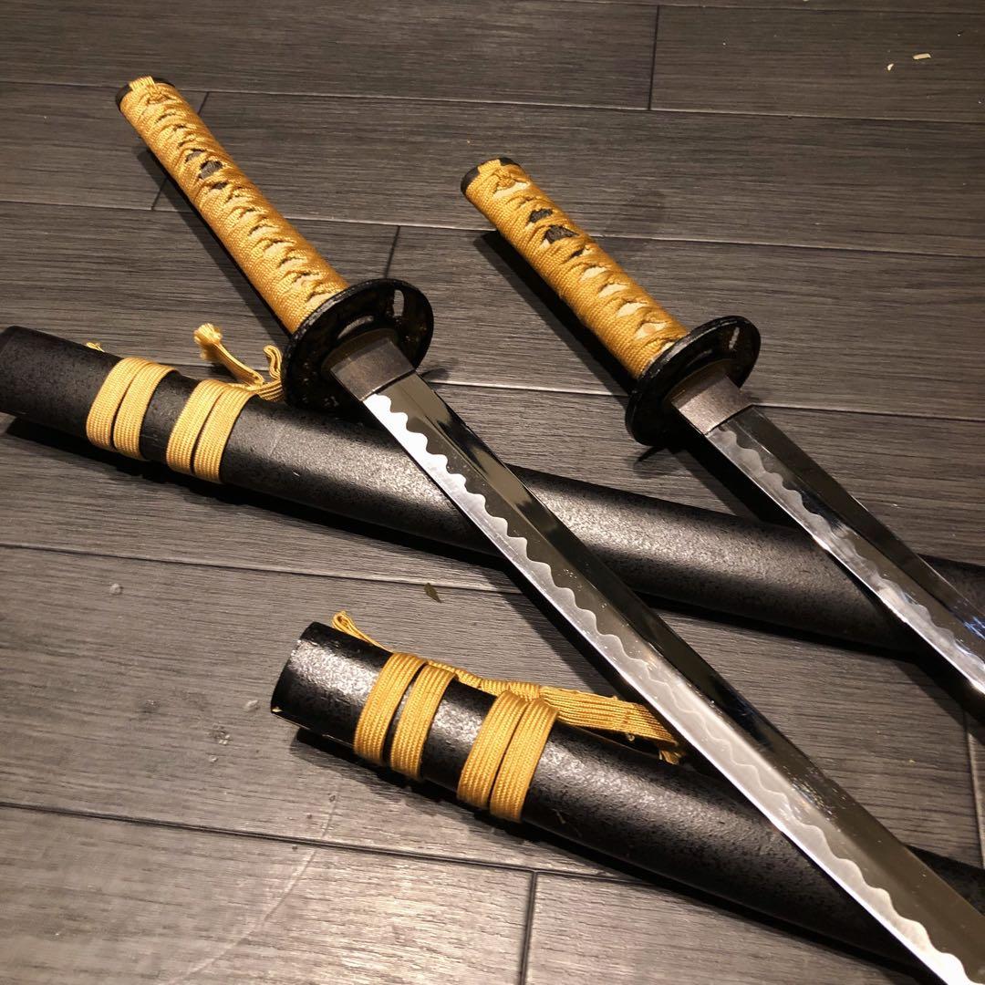 本格模造刀　居合刀　 2本セット　美術刀剣　太刀　脇差　大小セット　茶拵え