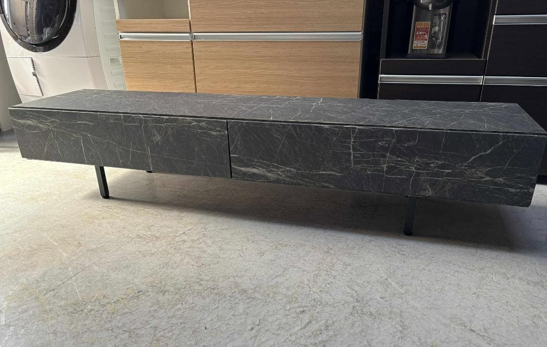 はしりん LOWYA 国産 大理石柄 ローボード 幅180 棚 おしゃれ