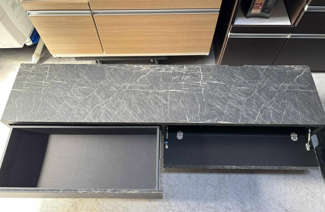 はしりん LOWYA 国産 大理石柄 ローボード 幅180 棚 おしゃれ