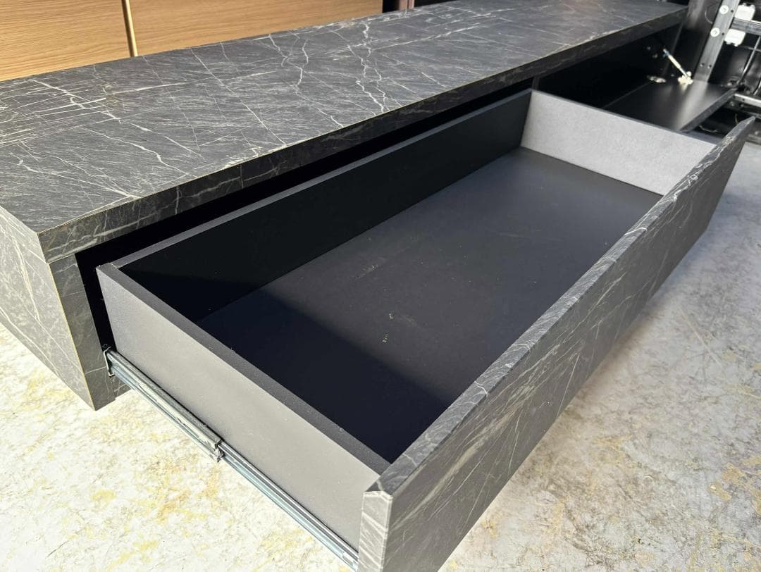 はしりん LOWYA 国産 大理石柄 ローボード 幅180 棚 おしゃれ