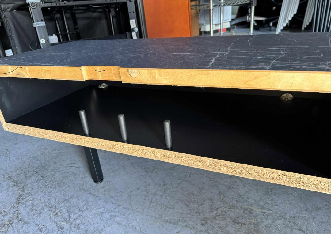 はしりん LOWYA 国産 大理石柄 ローボード 幅180 棚 おしゃれ