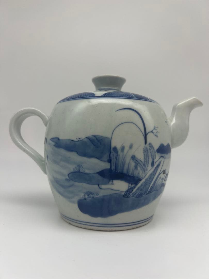 中国民国か清朝染付ティーポット骨董 古美術品コレクション唐物江戸青磁アンティーク