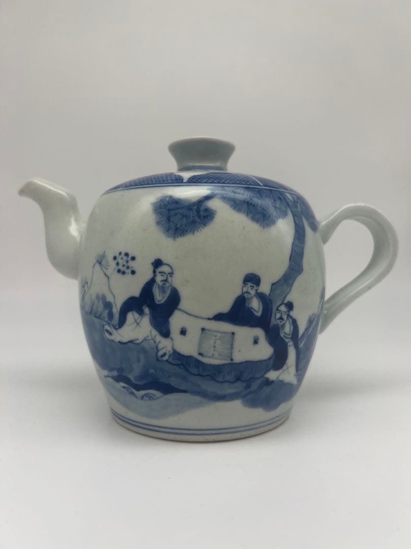 中国民国か清朝染付ティーポット骨董 古美術品コレクション唐物江戸青磁アンティーク