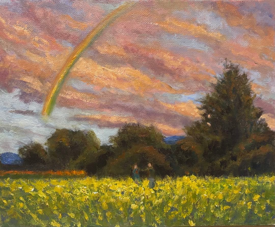 虹の約束 F3 キャンバス 風景画 油彩画 絵画