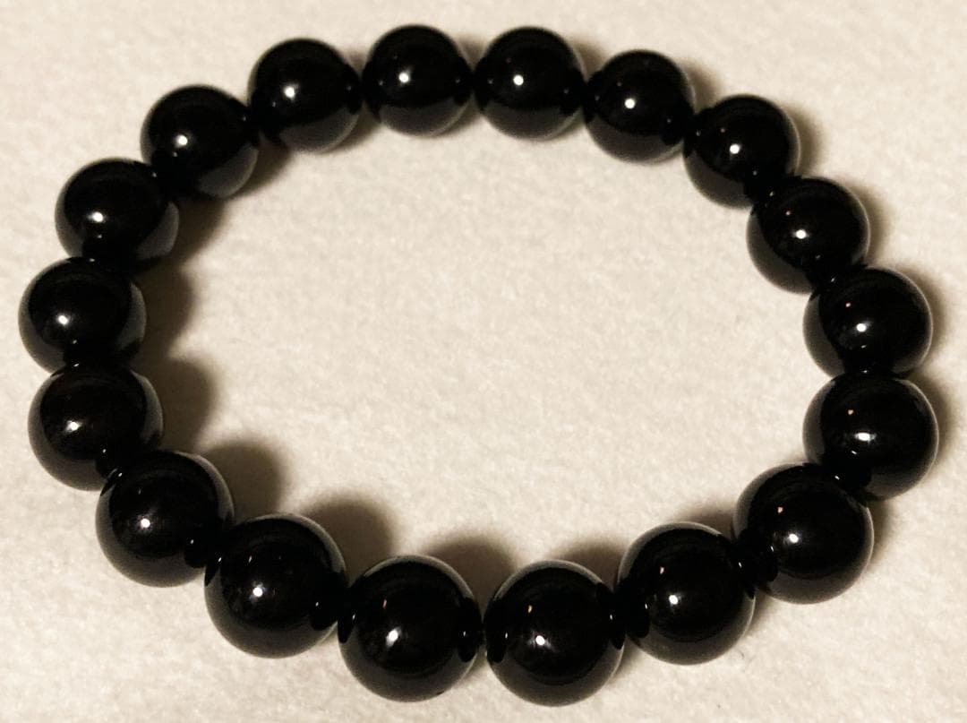 モリオン 黒水晶 ブレスレット 大粒 12mm玉 18粒 内周18cm 天然石