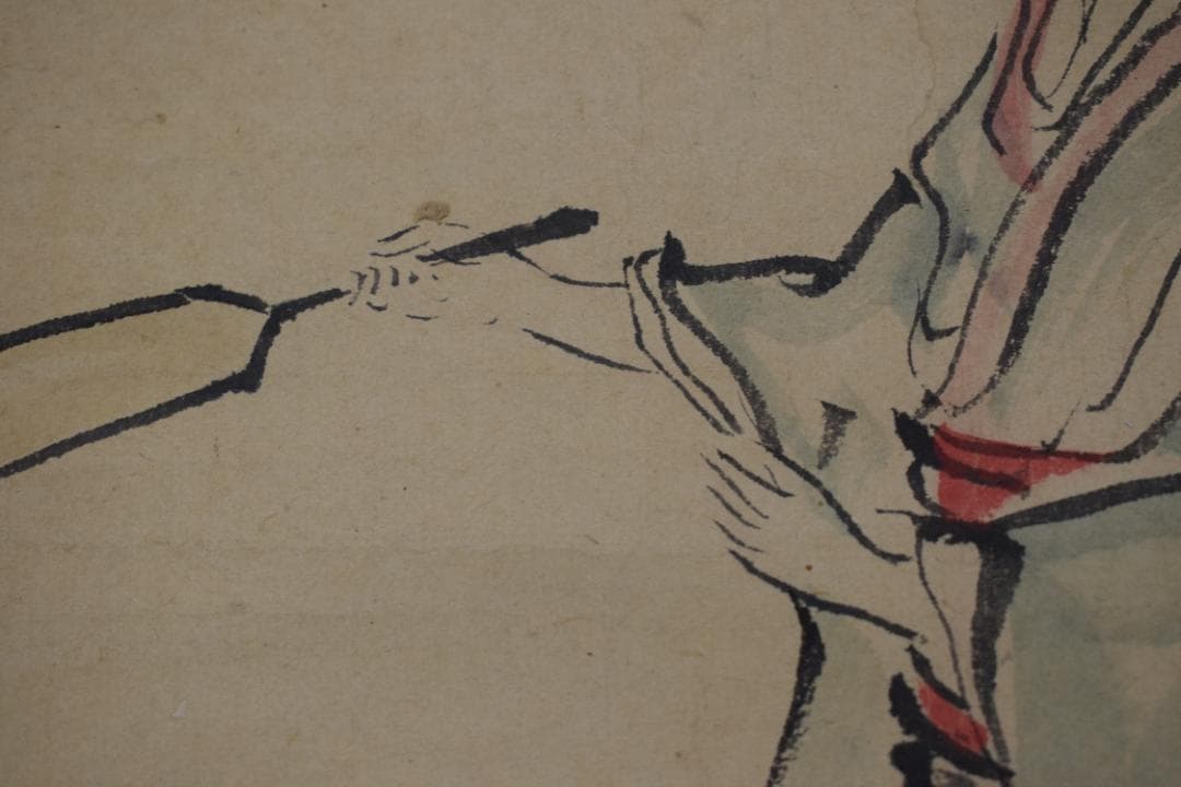 【複製】作者不詳/三閑/美人画/正月羽根つき/版画/掛軸☆宝船☆Y-544　JM