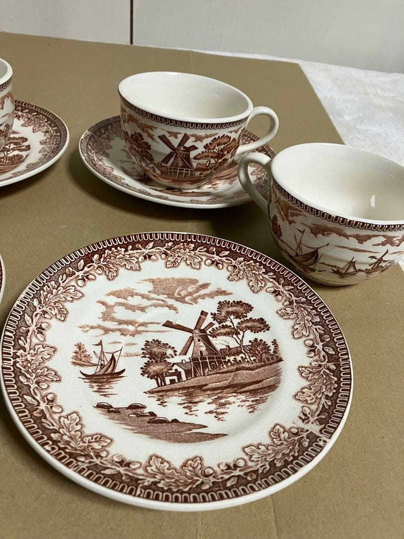 昭和レトロ　アンティーク オランダ18世紀の人物山水庭園風景画 インテリア食器