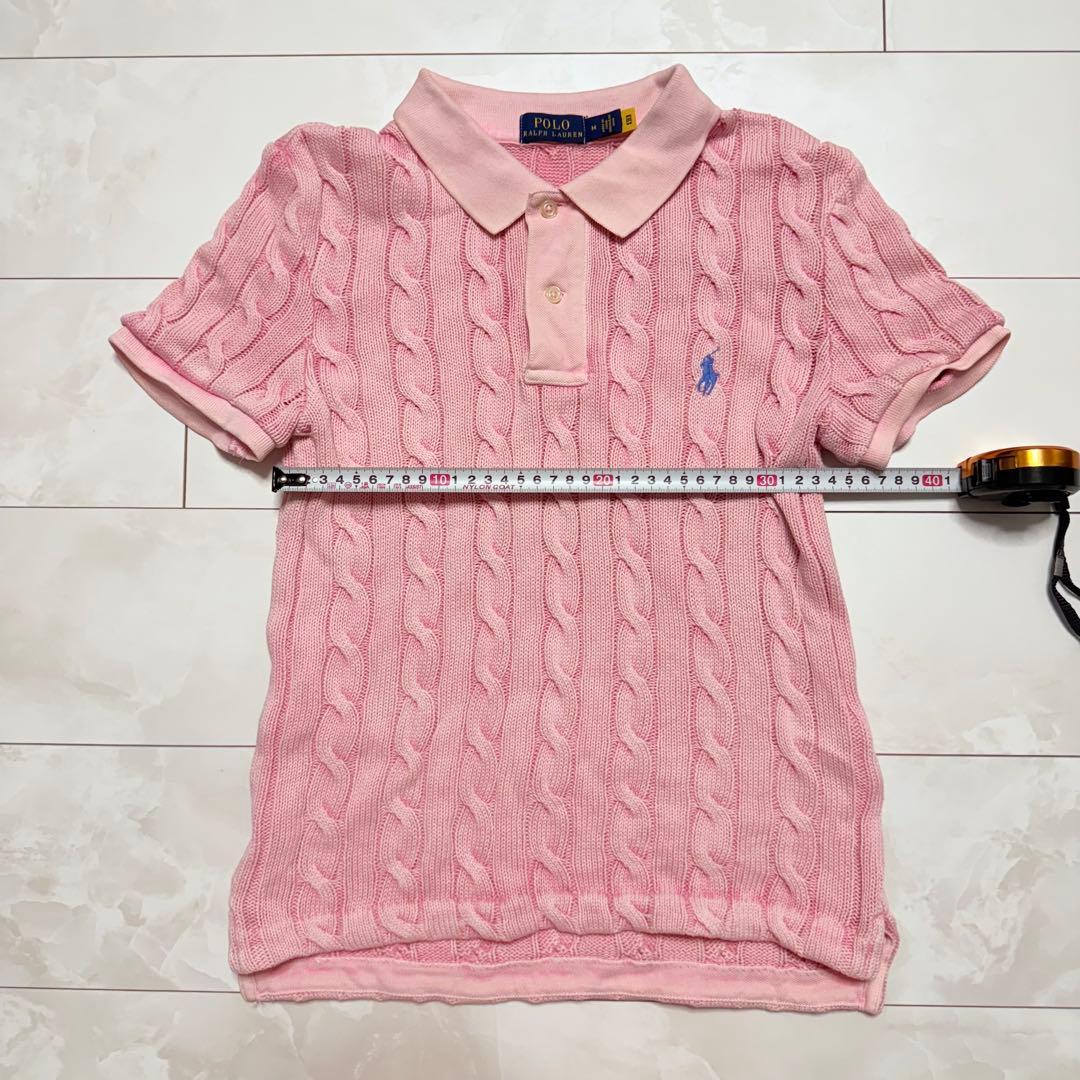 【POLO Ralph Lauren】半袖 ポロシャツ ケーブルニット ピンク