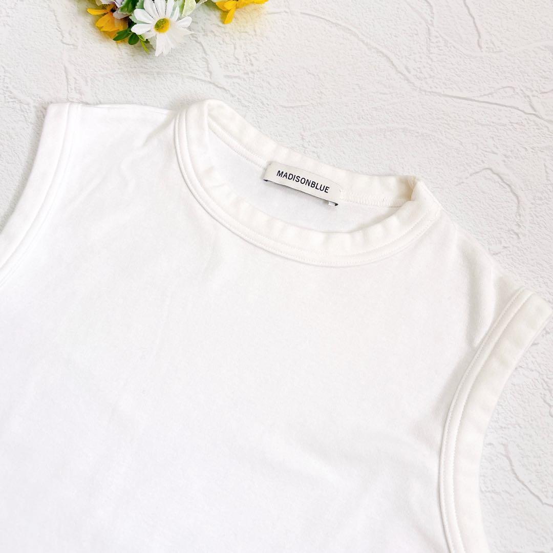 美品 MADISONBLUE クルーネックタンクトップ 白 コットン 日本製 S