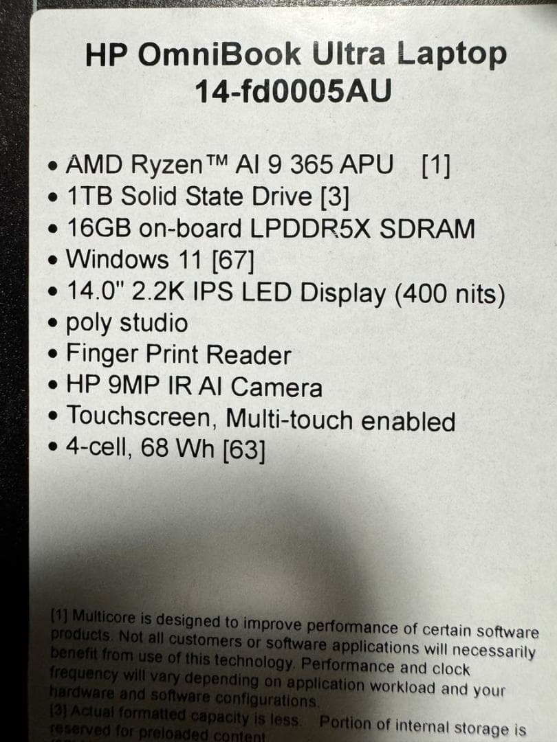 office／AI HP OmniBook Ultra14／Ry9／32G／保証
