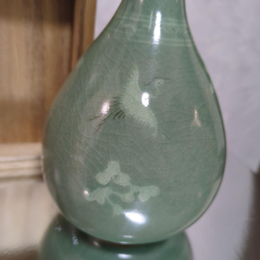 【希少】申相浩 青磁花瓶 韓国人間国宝 釜谷陶房 花入 花器 共箱 新品