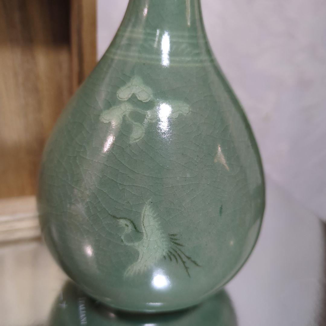 【希少】申相浩 青磁花瓶 韓国人間国宝 釜谷陶房 花入 花器 共箱 新品