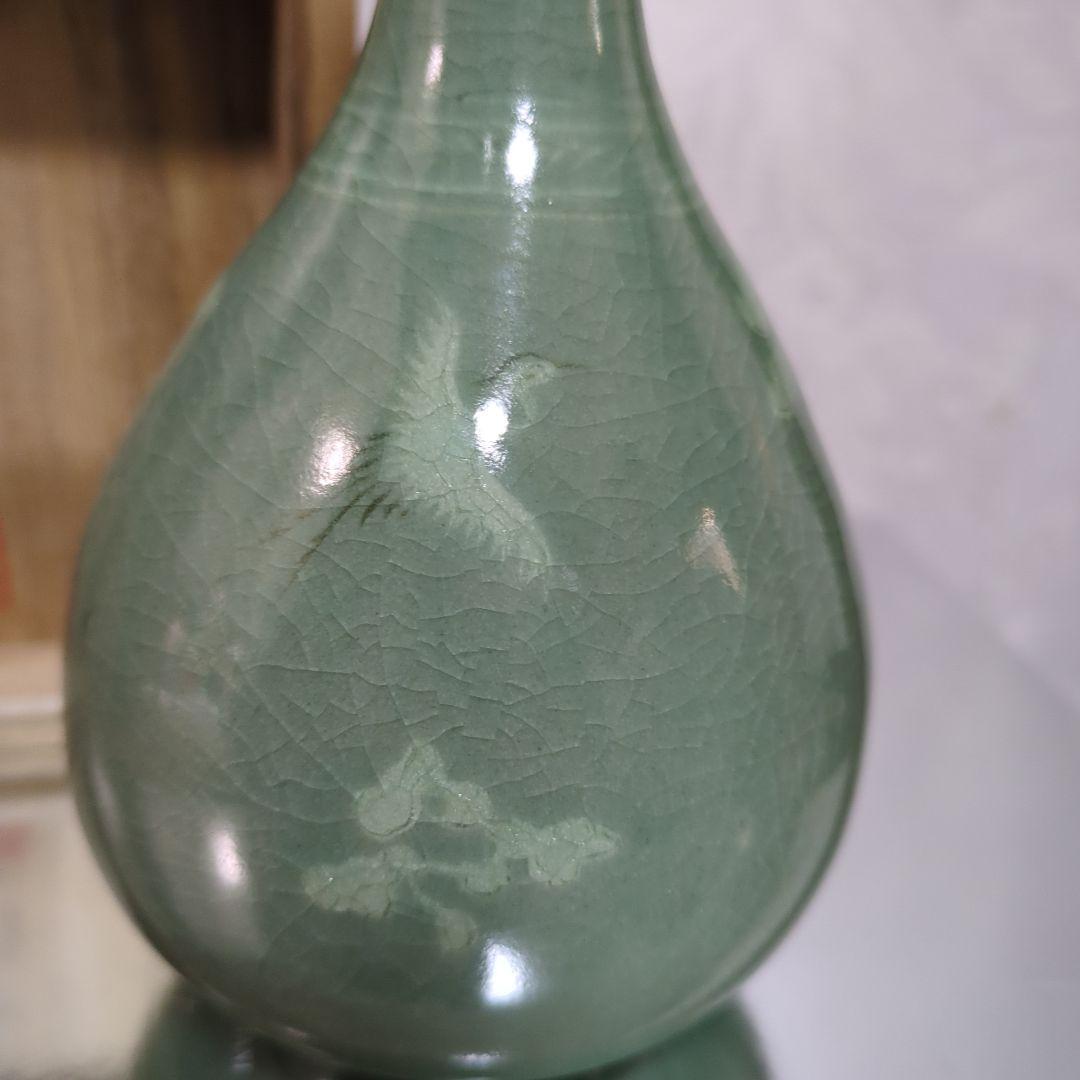 【希少】申相浩 青磁花瓶 韓国人間国宝 釜谷陶房 花入 花器 共箱 新品