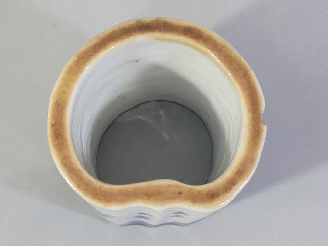 茶道具 青花 山水紋 嘉慶年製 款 蓋置 DT336