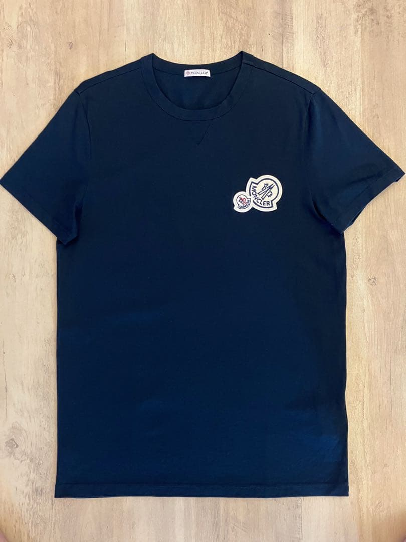 【未使用級】モンクレールコード認証確認済！　ダブルロゴTシャツ ネイビーMサイズ