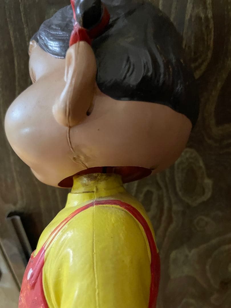 不二家　ペコちゃん首ふり人形　木製台