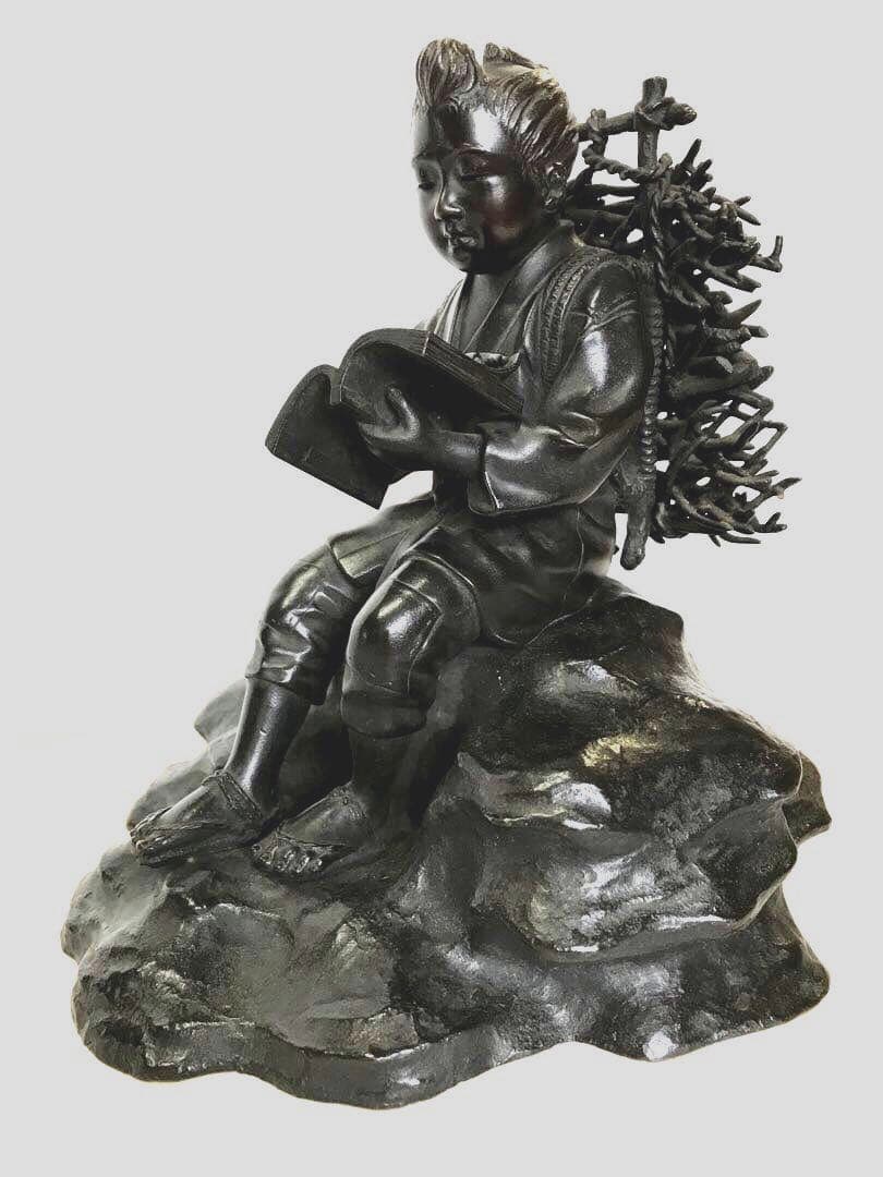 [隆美作]銅製:二宮金次郎座像