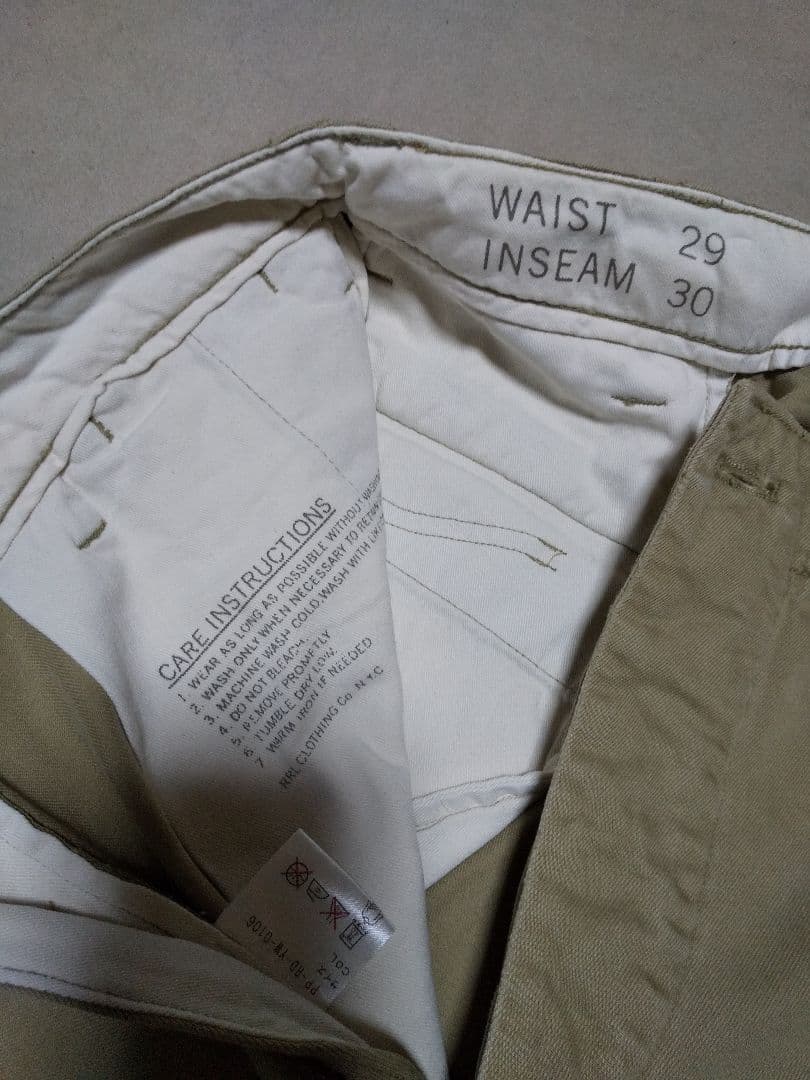 RRL ダブルアールエル トラウザーズ チノパンツ W29×30 ベージュカーキ