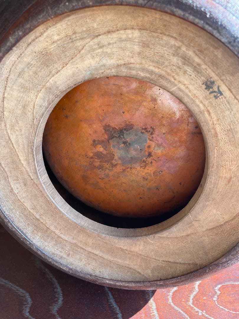 美品　時代　桐火鉢　秋草蒔絵 火鉢　螺鈿入り　茶道具　骨董品　木製火鉢　100年