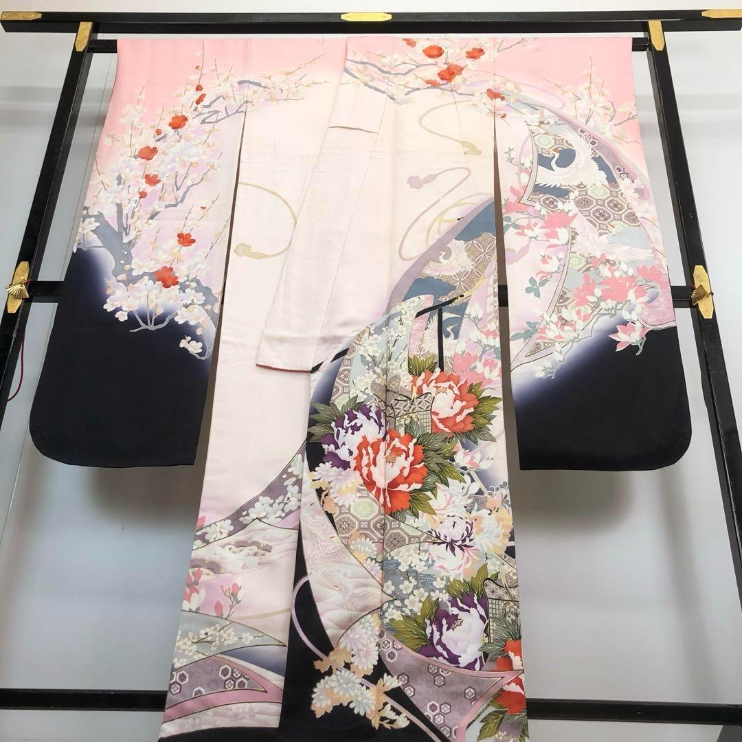 MK-1307 振袖 成人式 牡丹 組紐 熨斗 梅 暈し 薄桃色 トールサイズ