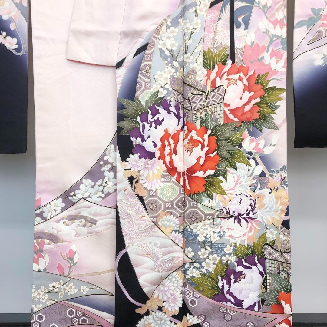 MK-1307 振袖 成人式 牡丹 組紐 熨斗 梅 暈し 薄桃色 トールサイズ