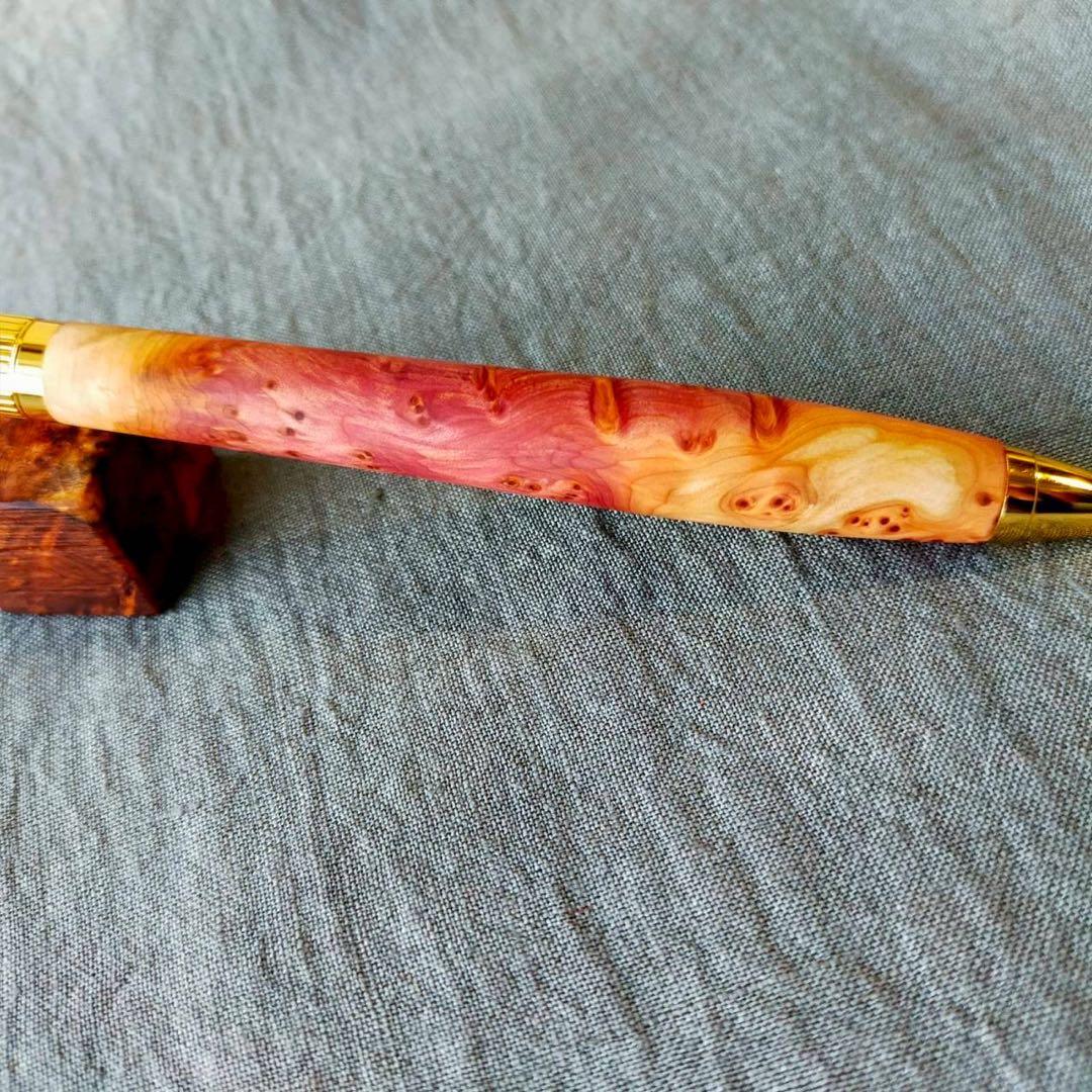 フロリニーバール　ハンドメイド　木軸シャープペン　0.5mm　天然木　ゴールド