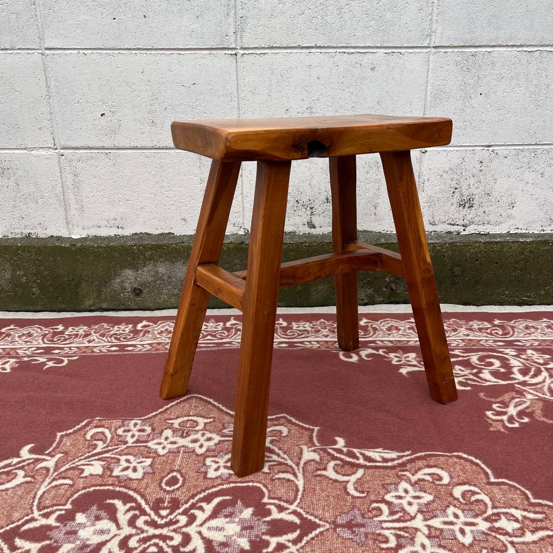 高品質 チーク材 木製無垢材◾️木製フレーム スツール 椅子 飾り台 木製家具