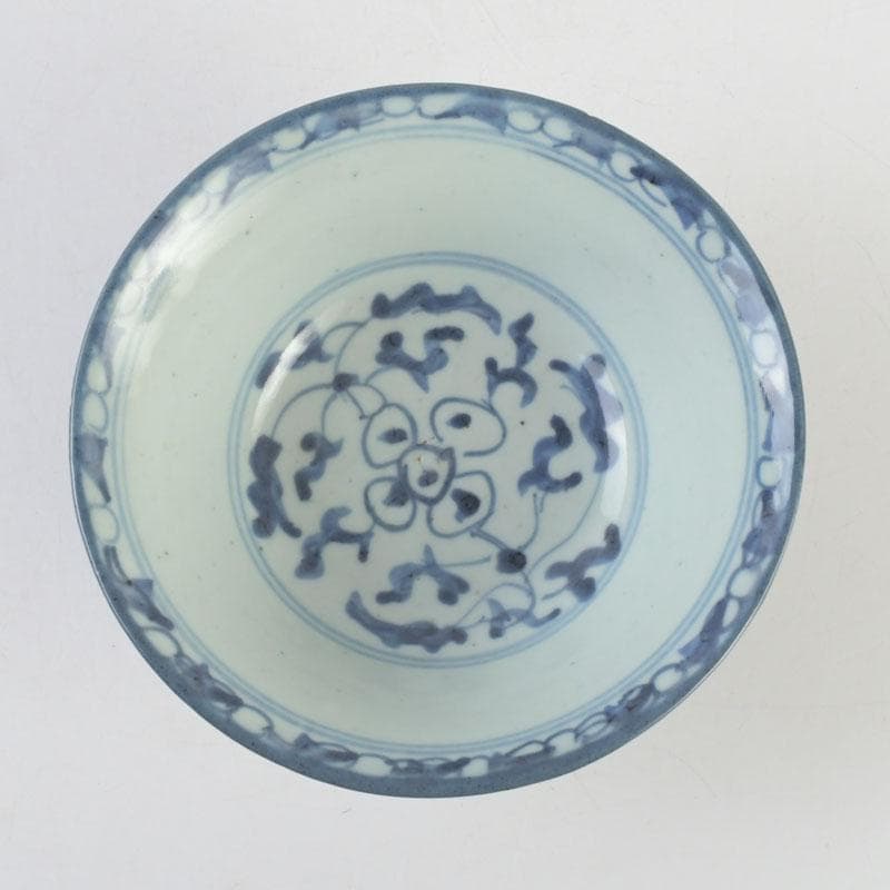 中国　呉須染付　花草文　鉢　時代箱付　C　9247