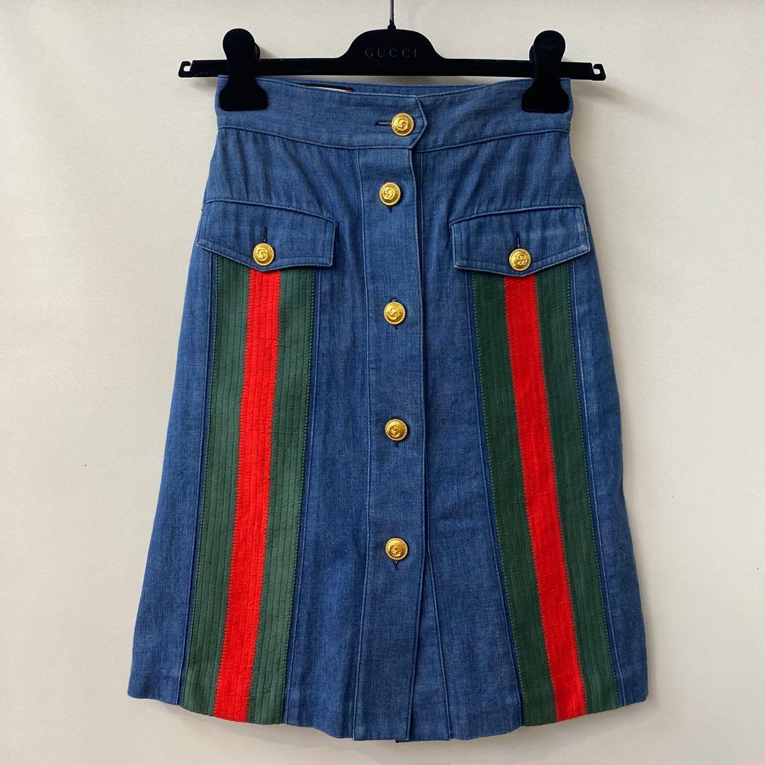 GUCCI デニムスカート ボタンフロント