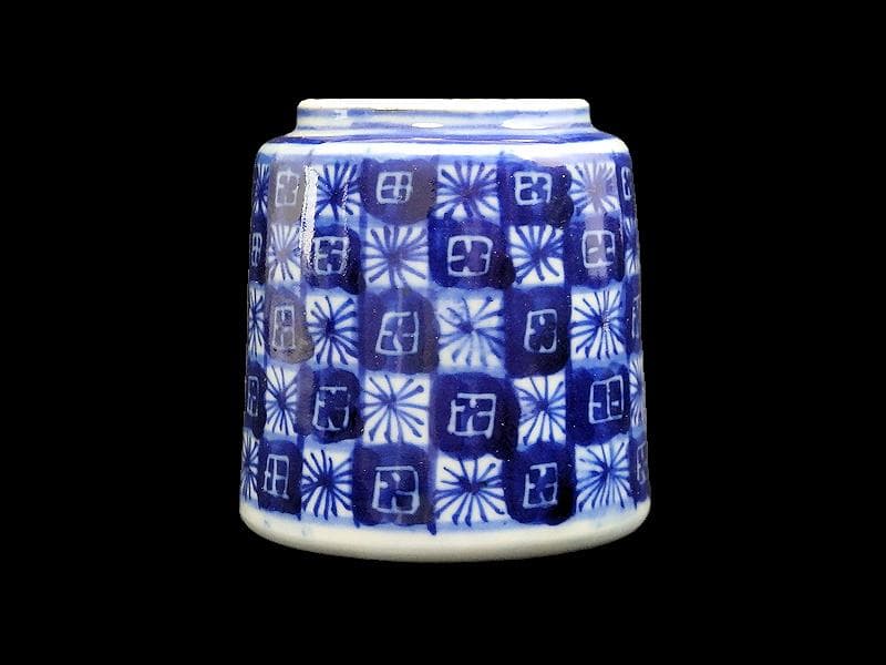 伊万里　ベロ藍　市松紋様　覗き　のぞき　猪口　C262AS-fbqa