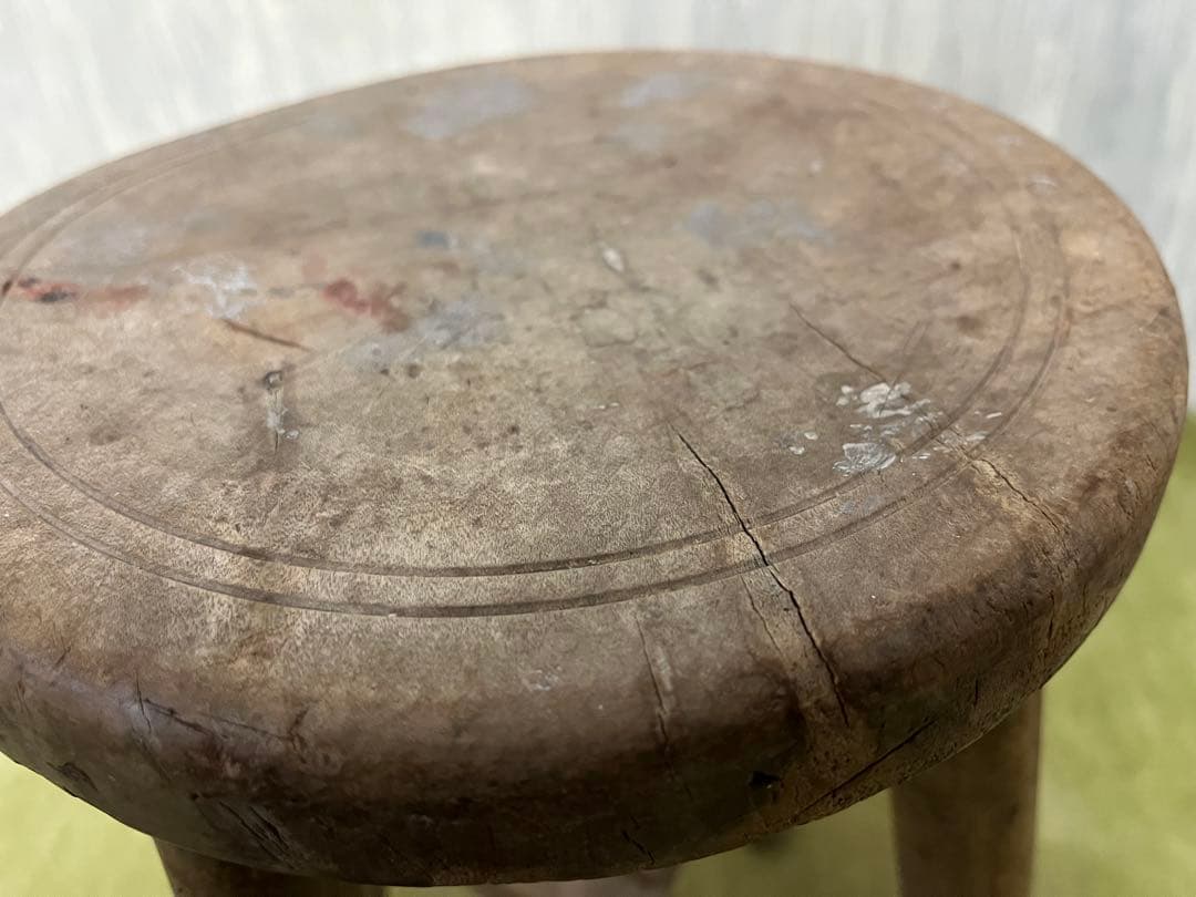 木製スツール 4本脚 円形座面