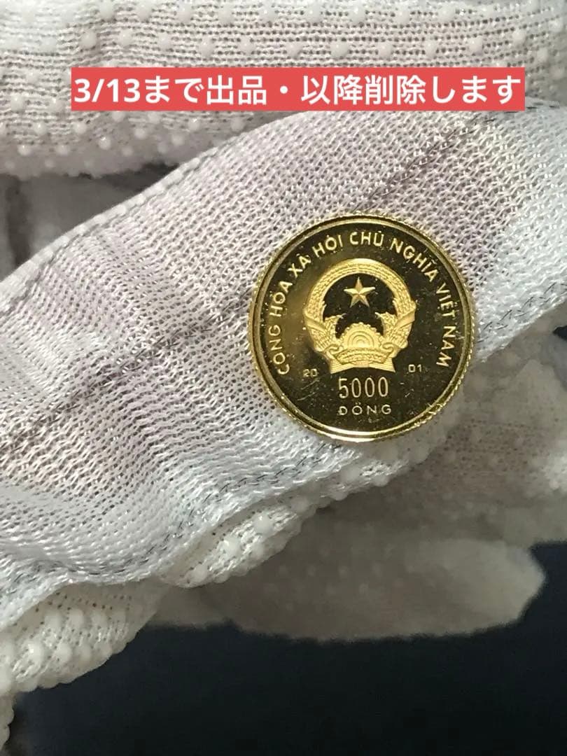 ベトナムドン　ベトナム 「巳年」5000ドン金貨　1/25オンス 純金
