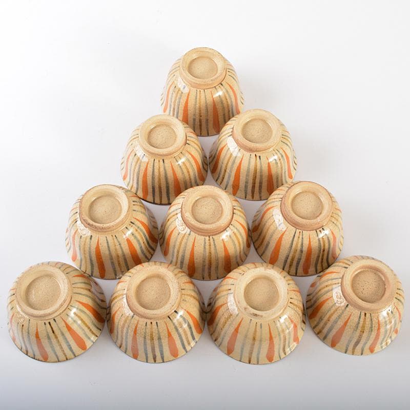 煎茶道具　瀬戸焼　作助窯造　麦わら手汲出し碗　十客　共箱二箱　M　R6611