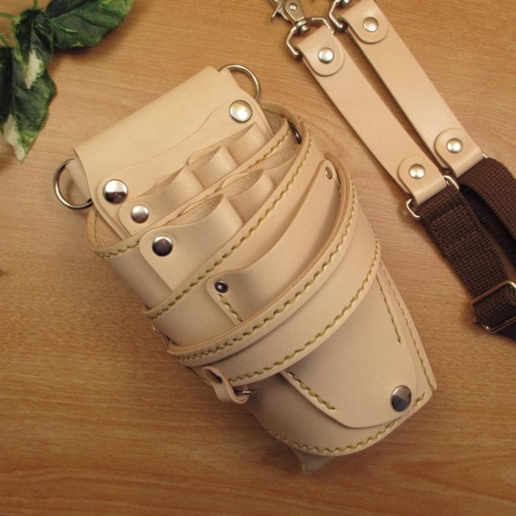 ☆特別価格☆　ヌメ革ナチュラル　６丁差し　 シザーケース　SCY-158/NA3