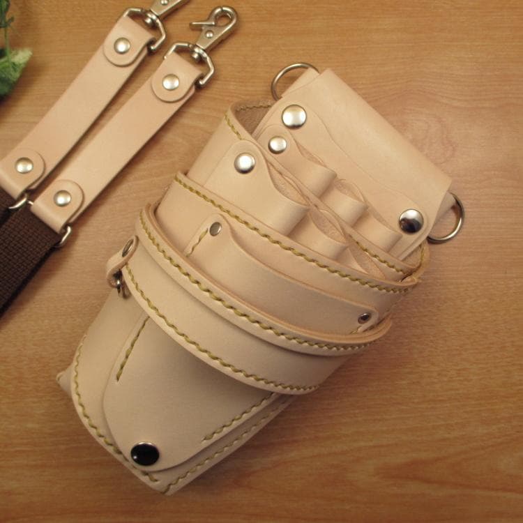 ☆特別価格☆　ヌメ革ナチュラル　６丁差し　 シザーケース　SCY-158/NA3