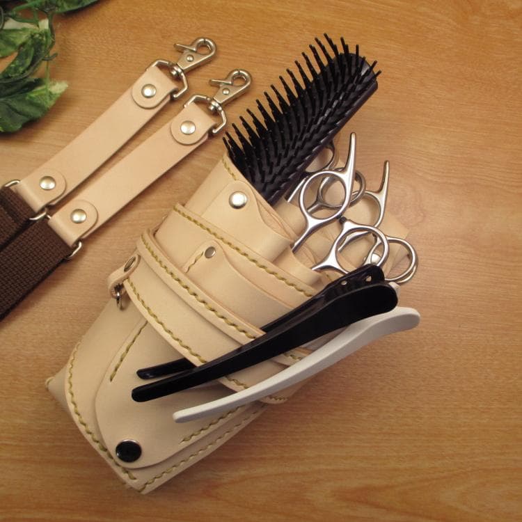 ☆特別価格☆　ヌメ革ナチュラル　６丁差し　 シザーケース　SCY-158/NA3