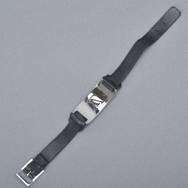 ルイヴィトン ブラスレ シャンゼリゼ ブレスレット バングル シルバー黒 レザー