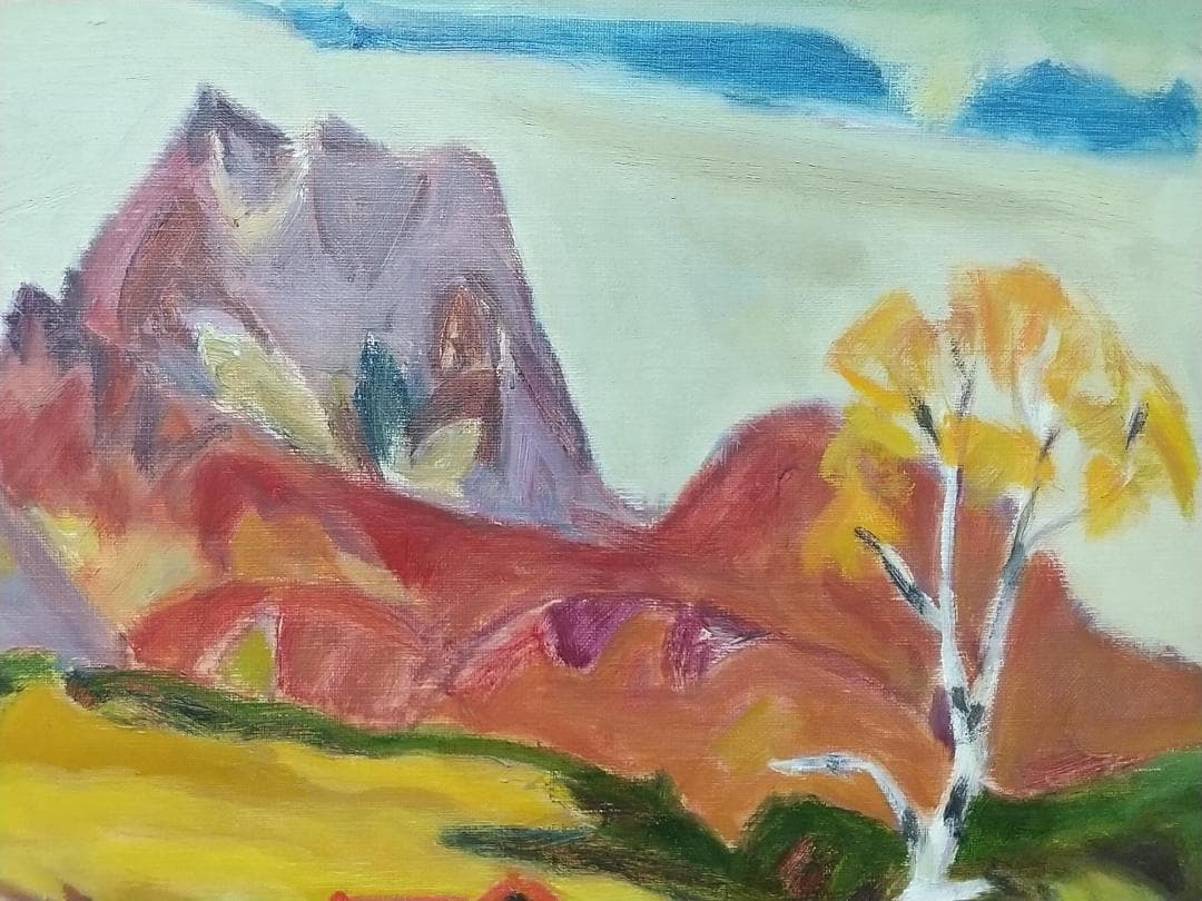 F8  「晩秋妙高高原」 絵画 油絵