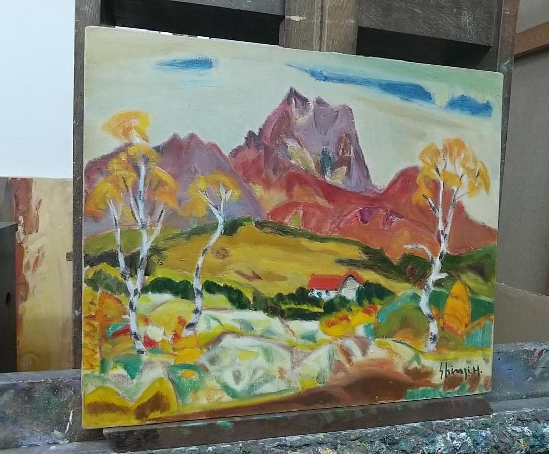 F8  「晩秋妙高高原」 絵画 油絵